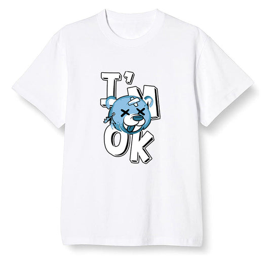 Pop Colour AJ1 Retro High OG University Blue - I'am Ok bubby bear  - White Men T-shirt