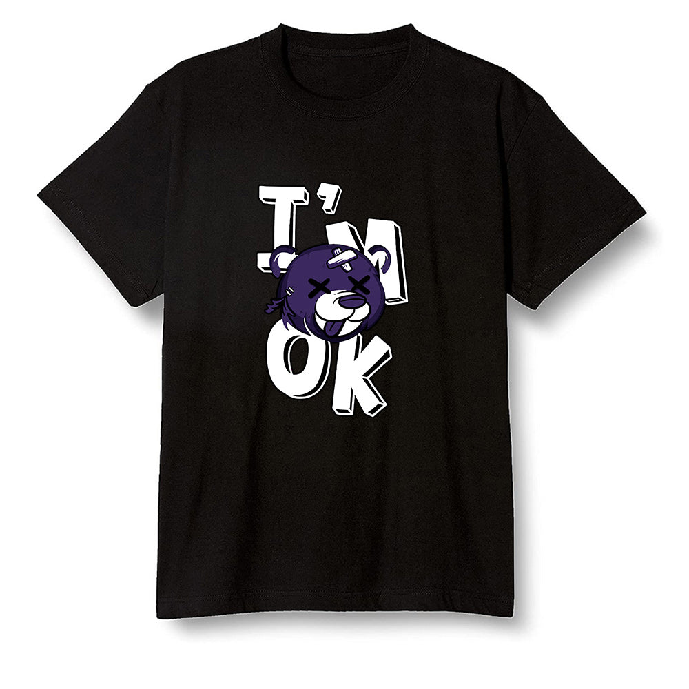 Pop Colour AJ1 Retro High OG Court Purple - I'am Ok bubby bear  - Black Men T-shirt