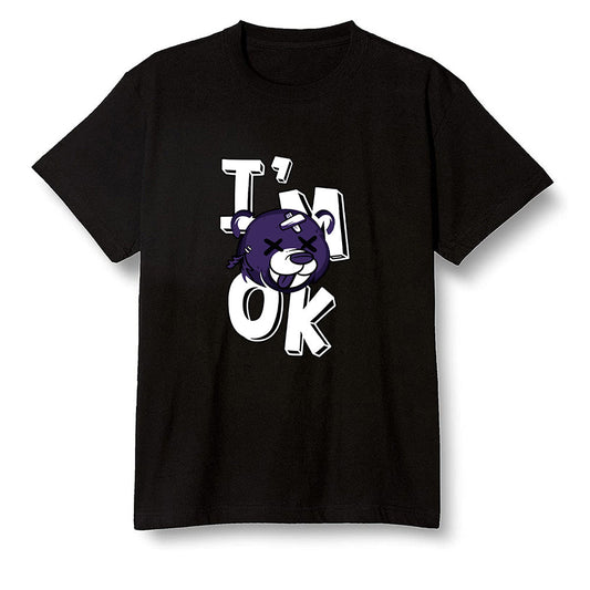 Pop Colour AJ1 Retro High OG Court Purple - I'am Ok bubby bear  - Black Men T-shirt