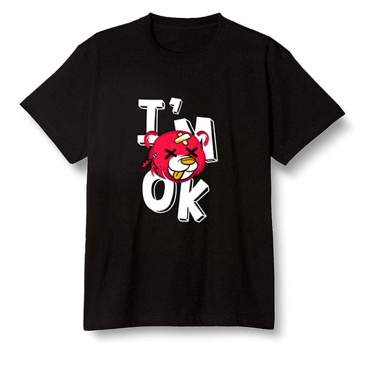 Pop Colour AJ1 Retro High OG Light Fusion Red - I'am Ok bubby bear  - Black Men T-shirt