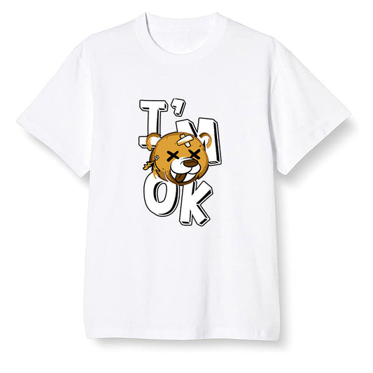Pop Colour AJ1 Retro High OG Rookie Of The Year - I'am Ok bubby bear  - White Men T-shirt