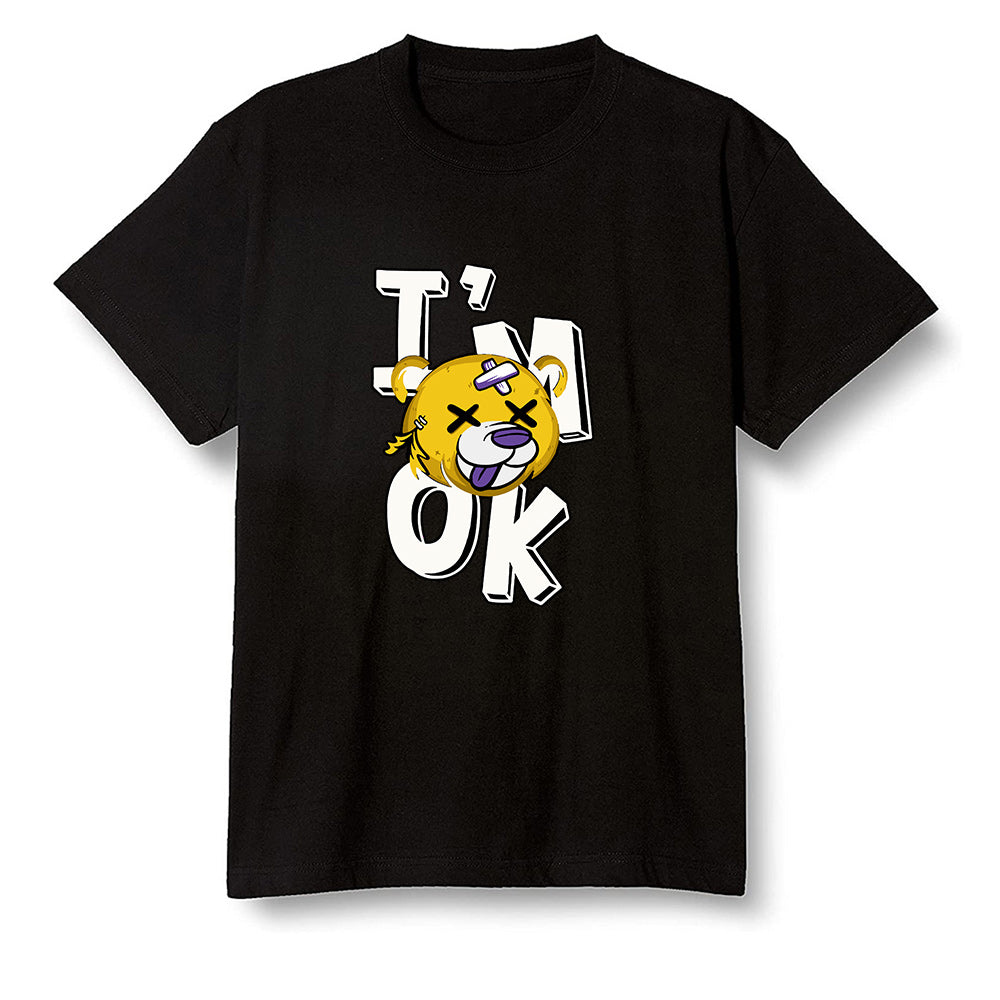 Pop Colour AJ1 Mid SE University Gold - I'am Ok bubby bear  - Black Men T-shirt