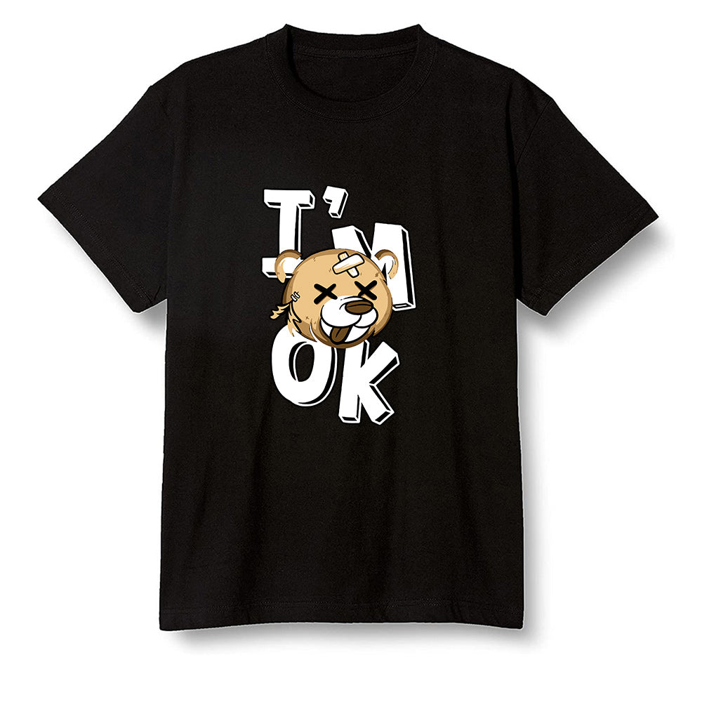 Pop Colour AJ1 Retro High OG NRG Gold TOE - I'am Ok bubby bear  - Black Men T-shirt