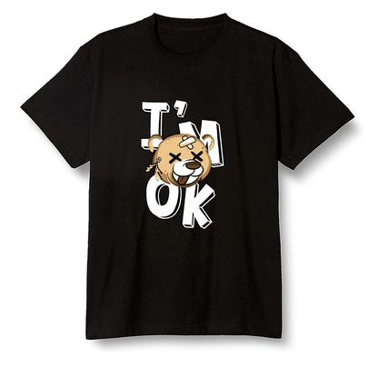 Pop Colour AJ1 Retro High OG NRG Gold TOE - I'am Ok bubby bear  - Black Men T-shirt