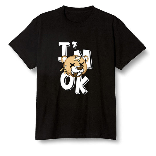 Pop Colour AJ1 Retro High OG NRG Gold TOE - I'am Ok bubby bear  - Black Men T-shirt