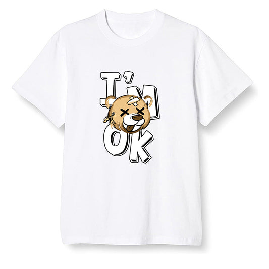 Pop Colour AJ1 Retro High OG NRG Gold TOE - I'am Ok bubby bear  - White Men T-shirt