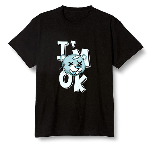 Pop Colour AJ1 NRG Joint Model - White - I'am Ok bubby bear  - Black Men T-shirt