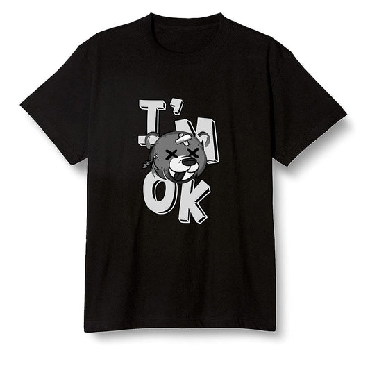 Pop Colour AJ1 High OG Silver TOE - I'am Ok bubby bear  - Black Men T-shirt