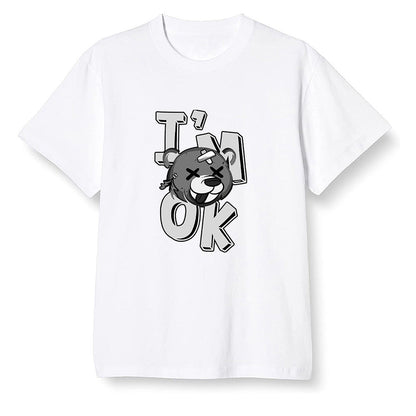 Pop Colour AJ1 High OG Silver TOE - I'am Ok bubby bear  - White Men T-shirt