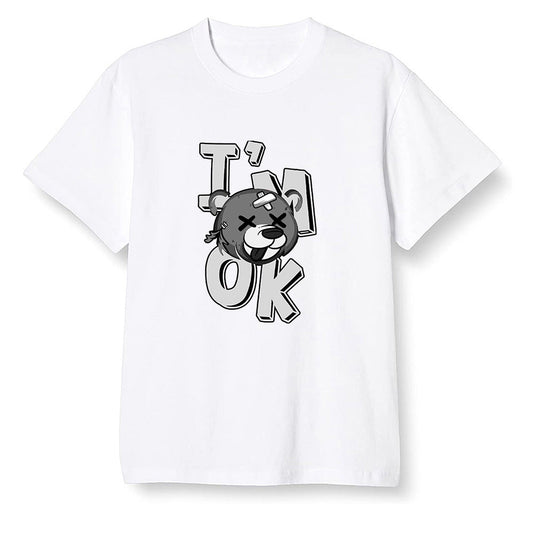 Pop Colour AJ1 High OG Silver TOE - I'am Ok bubby bear  - White Men T-shirt