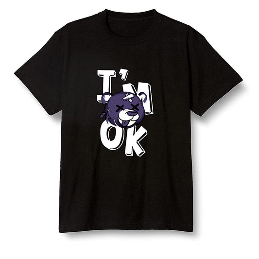 Pop Colour AJ1 High OG Court Purple - I'am Ok bubby bear  - Black Men T-shirt