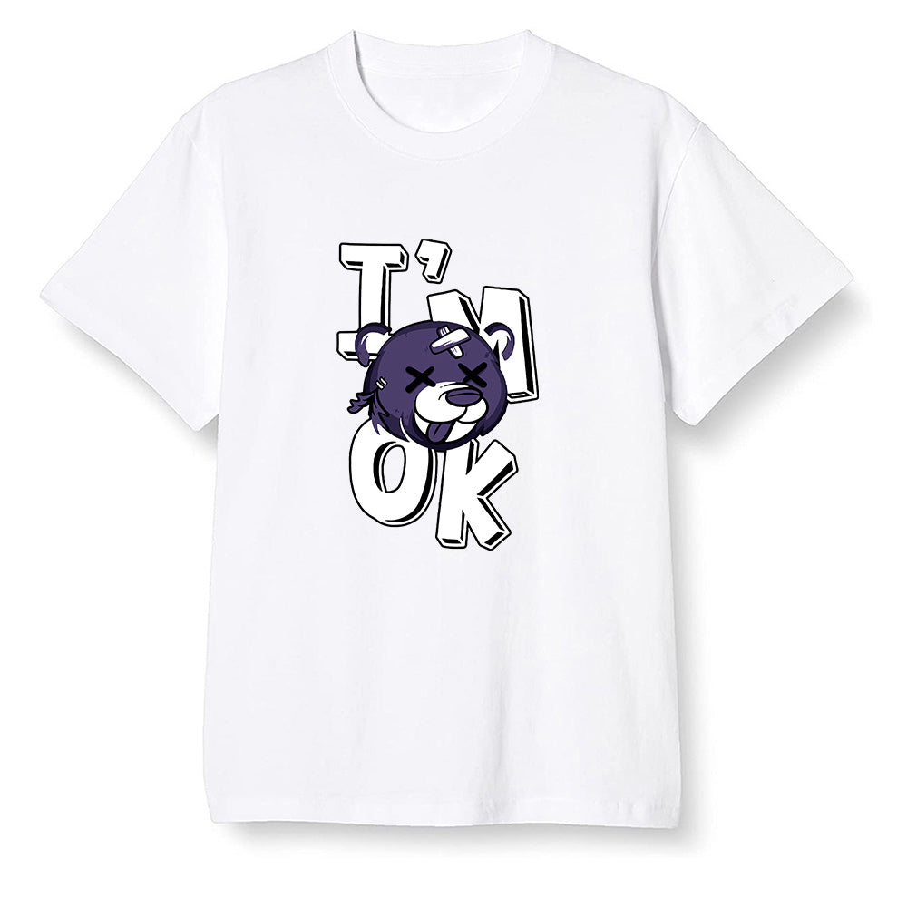Pop Colour AJ1 High OG Court Purple - I'am Ok bubby bear  - White Men T-shirt