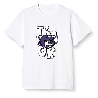Pop Colour AJ1 High OG Court Purple - I'am Ok bubby bear  - White Men T-shirt
