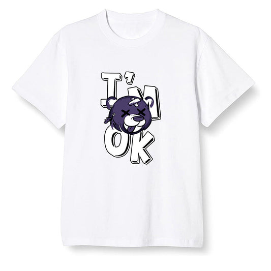 Pop Colour AJ1 High OG Court Purple - I'am Ok bubby bear  - White Men T-shirt