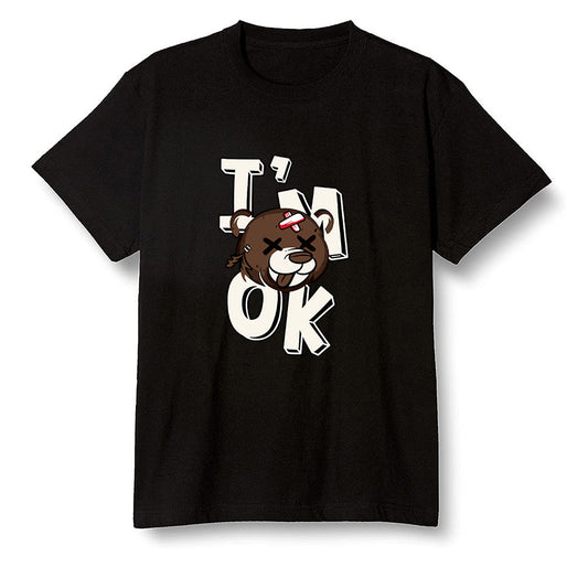 Pop Colour AJ1 High OG TS SP Travis Scott - Mocha - I'am Ok bubby bear  - Black Men T-shirt