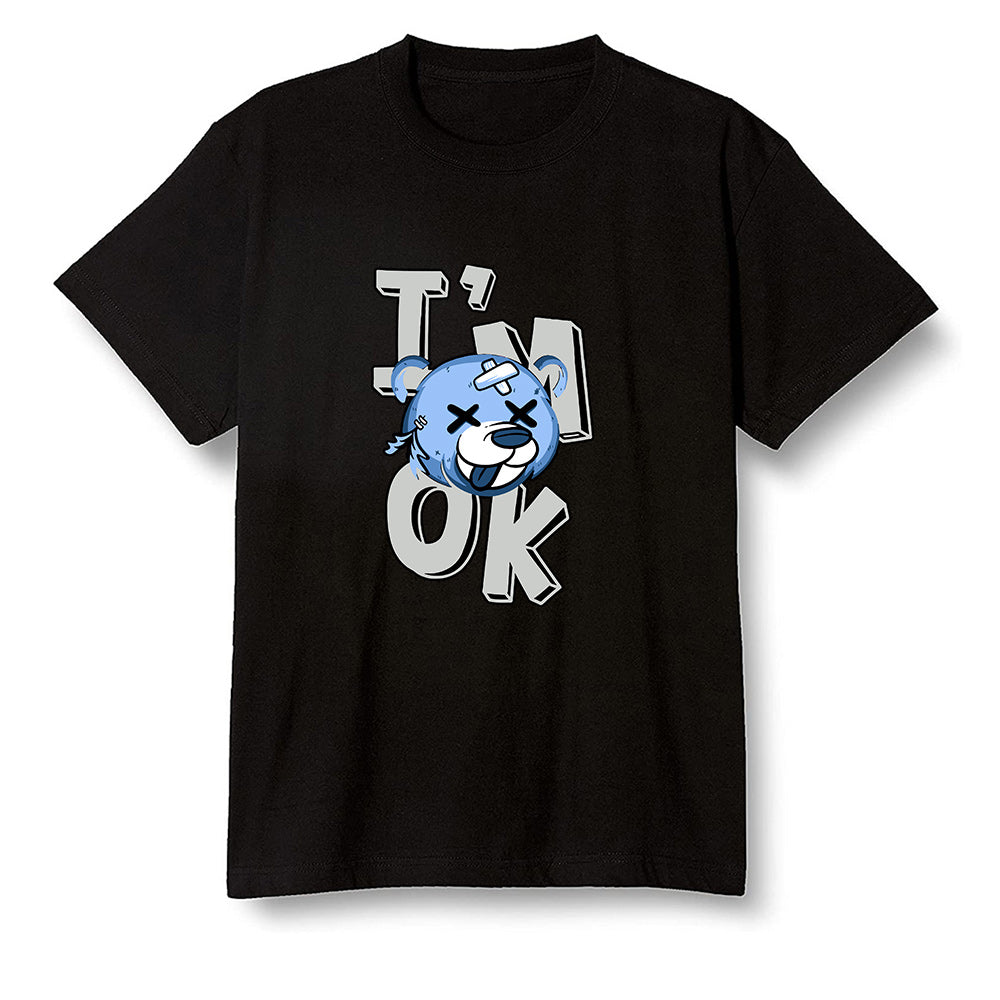 Pop Colour AJ1 Low Wolf Grey/Sail/Photon Dust/White - I'am Ok bubby bear  - Black Men T-shirt