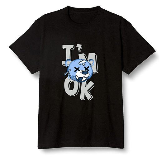 Pop Colour AJ1 Low Wolf Grey/Sail/Photon Dust/White - I'am Ok bubby bear  - Black Men T-shirt