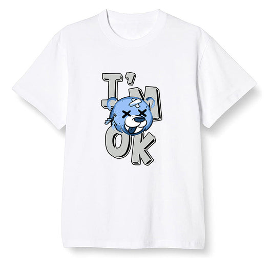 Pop Colour AJ1 Low Wolf Grey/Sail/Photon Dust/White - I'am Ok bubby bear  - White Men T-shirt