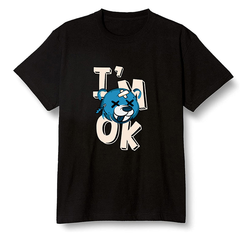Pop Colour AJ1 Low Travis Scott X Fragment - I'am Ok bubby bear  - Black Men T-shirt