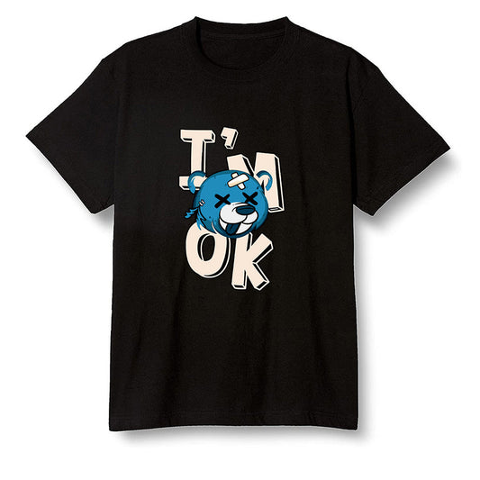 Pop Colour AJ1 Low Travis Scott X Fragment - I'am Ok bubby bear  - Black Men T-shirt