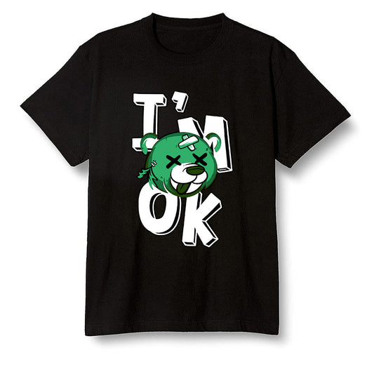 Pop Colour AJ13 Retro 'Lucky Green' - I'am Ok bubby bear - Black Men T-shirt
