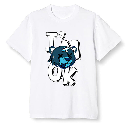 Pop Colour AJ13 Retro Obsidian Powder Blue - I'am Ok bubby bear - White Men T-shirt