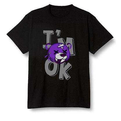 Pop Colour AJ13 Retro Court Purple - I'am Ok bubby bear - Black Men T-shirt