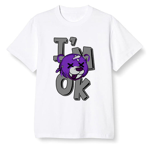 Pop Colour AJ13 Retro Court Purple - I'am Ok bubby bear - White Men T-shirt