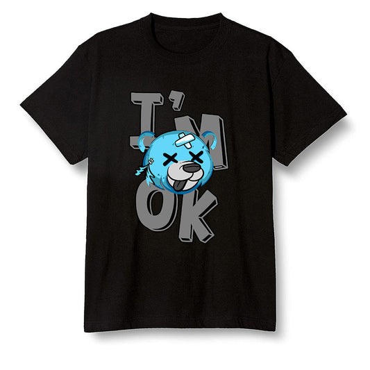 Pop Colour AJ6 Retro Unc - Univeristy Blue - I'am Ok bubby bear - Black Men T-shirt
