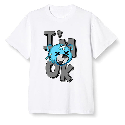 Pop Colour AJ6 Retro Unc - Univeristy Blue - I'am Ok bubby bear - White Men T-shirt