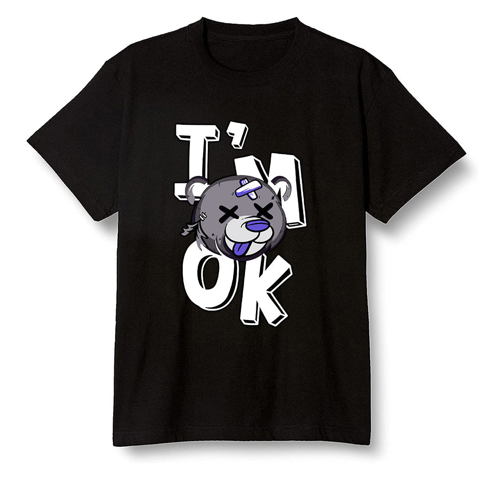 Pop Colour AJ6 Retro Ltr Flint - I'am Ok bubby bear - Black Men T-shirt