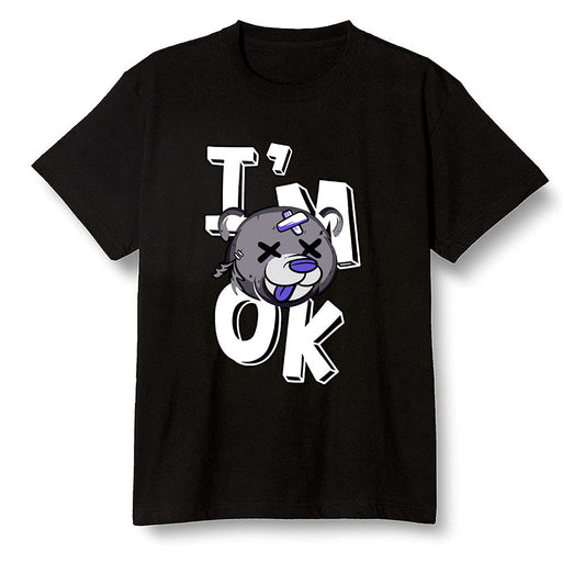 Pop Colour AJ6 Retro Ltr Flint - I'am Ok bubby bear - Black Men T-shirt