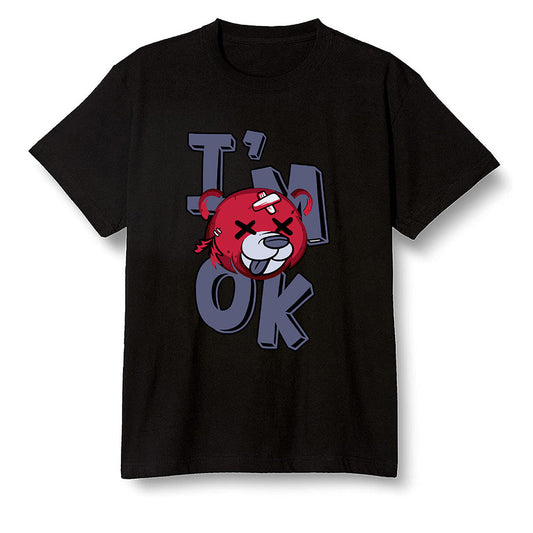 Pop Colour AJ6 Retro 'Doernbecher' 2019 Midnight Navy/White-Varsity Red-Metallic Gold - I'am Ok bubby bear - Black Men T-shirt