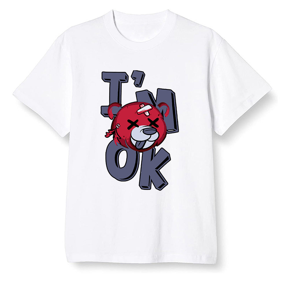 Pop Colour AJ6 Retro 'Doernbecher' 2019 Midnight Navy/White-Varsity Red-Metallic Gold - I'am Ok bubby bear - White Men T-shirt