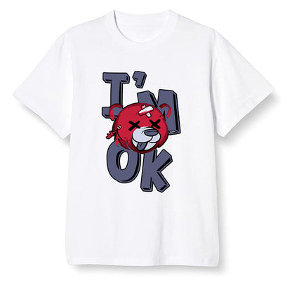 Pop Colour AJ6 Retro 'Doernbecher' 2019 Midnight Navy/White-Varsity Red-Metallic Gold - I'am Ok bubby bear - White Men T-shirt