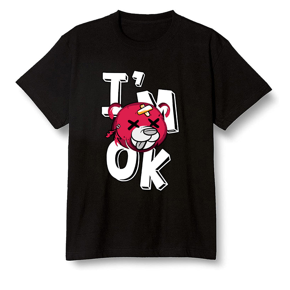 Pop Colour AJ6 Retro Hare - I'am Ok bubby bear - Black Men T-shirt