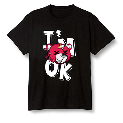 Pop Colour AJ6 Retro Hare - I'am Ok bubby bear - Black Men T-shirt