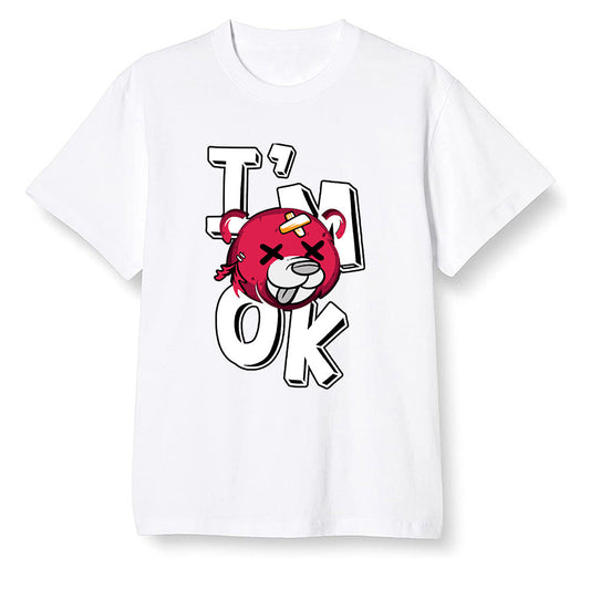 Pop Colour AJ6 Retro Hare - I'am Ok bubby bear - White Men T-shirt