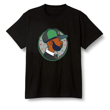 Pop Colour AJ1 Retro High OG Pine Green J10456 - J Dilla Donut  - Black Men T-shirt