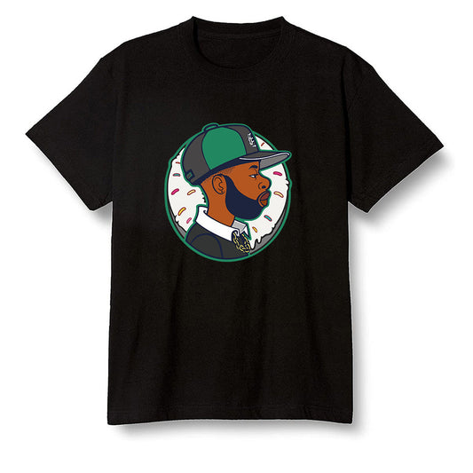 Pop Colour AJ1 Retro High OG Pine Green J10443 - J Dilla Donut  - Black Men T-shirt