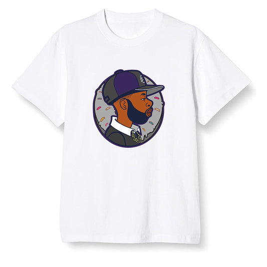 Pop Colour AJ1 Retro High OG Court Purple - J Dilla Donut  - White Men T-shirt