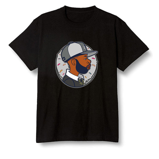 Pop Colour AJ1 High OG Silver TOE - J Dilla Donut  - Black Men T-shirt