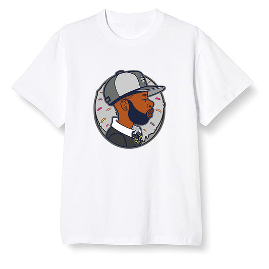 Pop Colour AJ1 High OG Silver TOE - J Dilla Donut  - White Men T-shirt
