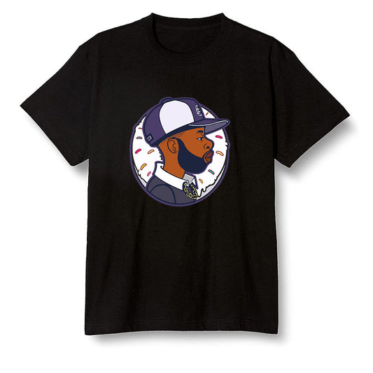 Pop Colour AJ1 High OG Court Purple - J Dilla Donut  - Black Men T-shirt