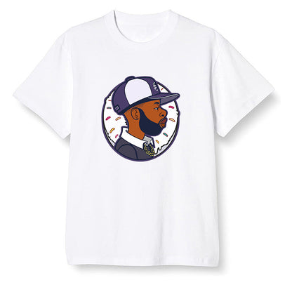 Pop Colour AJ1 High OG Court Purple - J Dilla Donut  - White Men T-shirt