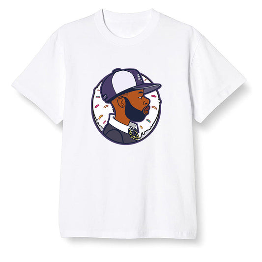 Pop Colour AJ1 High OG Court Purple - J Dilla Donut  - White Men T-shirt