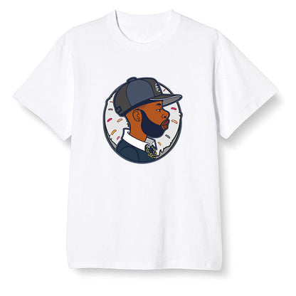 Pop Colour AJ1 High OG CO JP Midnight Navy - J Dilla Donut  - White Men T-shirt