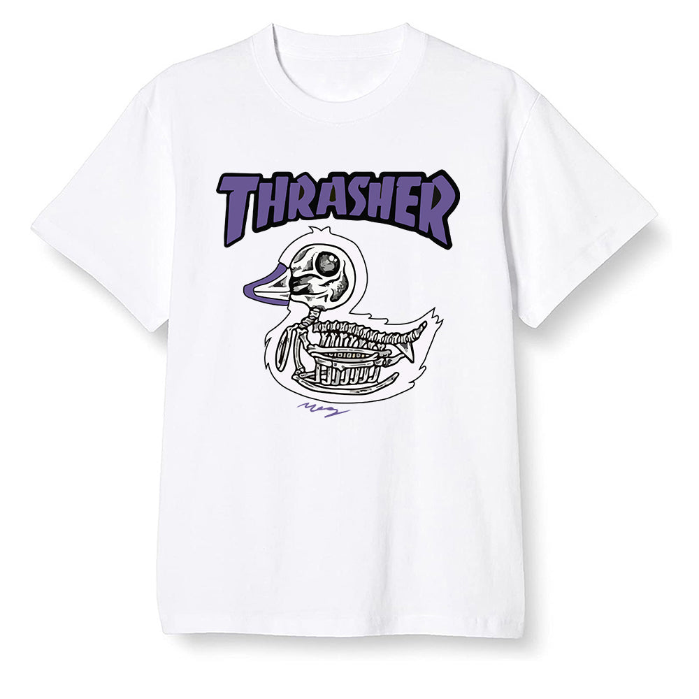 Pop Colour AJ1 High OG Court Purple - Little duck  - White Men T-shirt