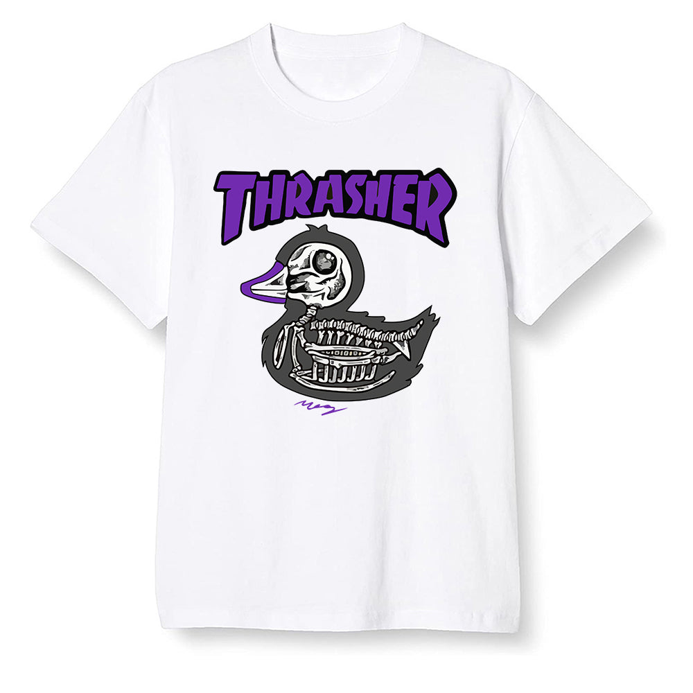 Pop Colour AJ13 Retro Court Purple - Little duck - White Men T-shirt