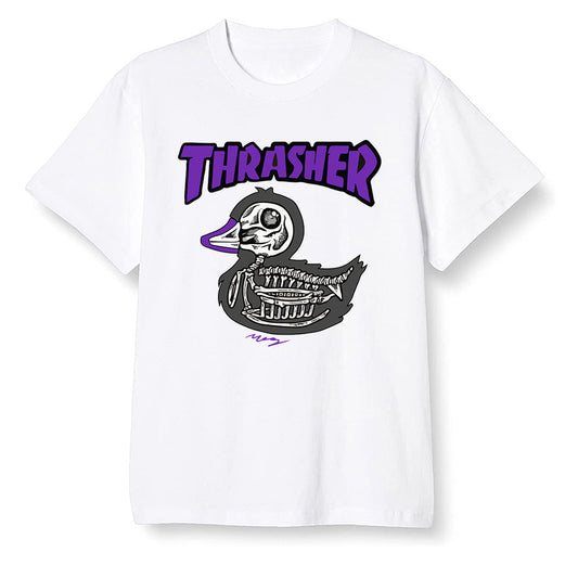 Pop Colour AJ13 Retro Court Purple - Little duck - White Men T-shirt